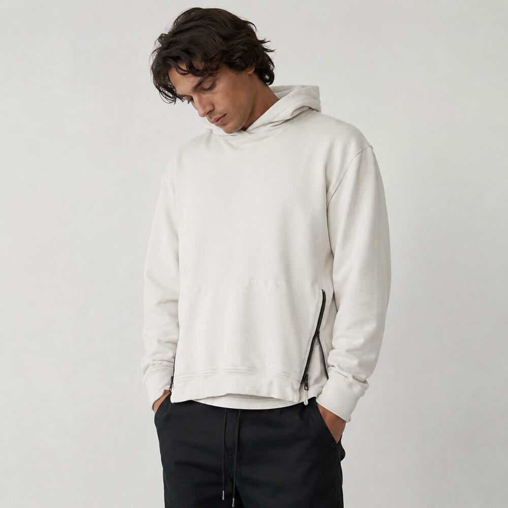 JOHN ELLIOTT Cotton Hooded Villain SweatshirtWhite terry size 0